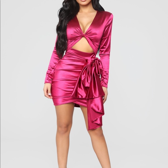 Fashion Nova Dresses & Skirts - NEW WITH TAG HOT PINK SATIN DRESS